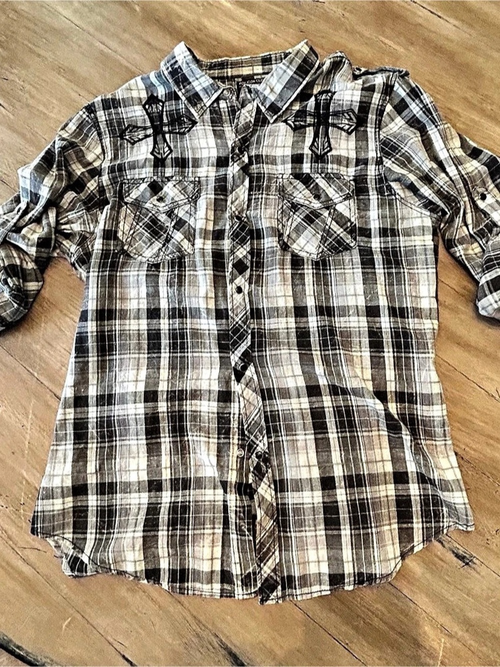 Pop Icon Clothing Plaid Button Down Size XXL